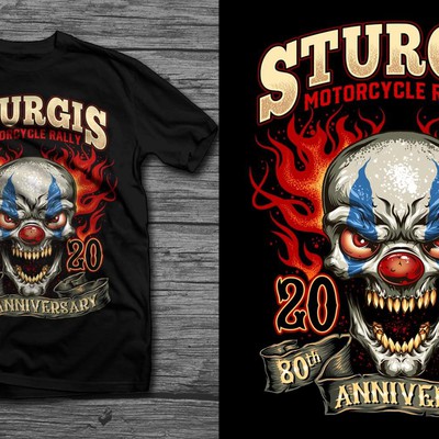 Scary Clown Sturgis Rally Biker T-shirt