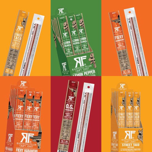 Righteous Felons - Jerky stick packaging & counter top displays